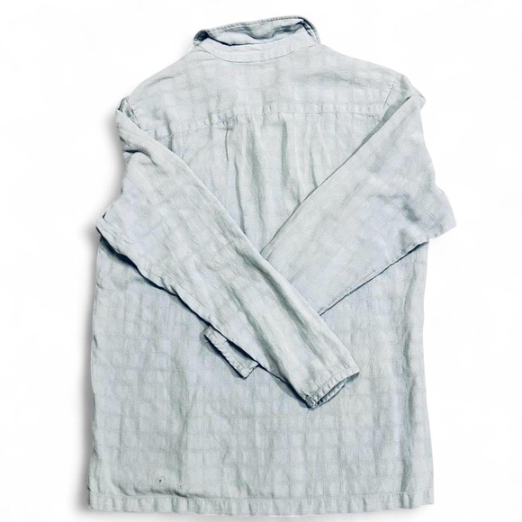 Men Small Claiborne Long Sleeve polo Silk Linen Blend Powder Blue - Picture 2 of 6